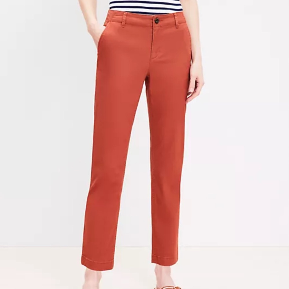 Ann Taylor LOFT Modern Mid-Rise Khaki Chino Ankle Pants 10 Stretch Halloween